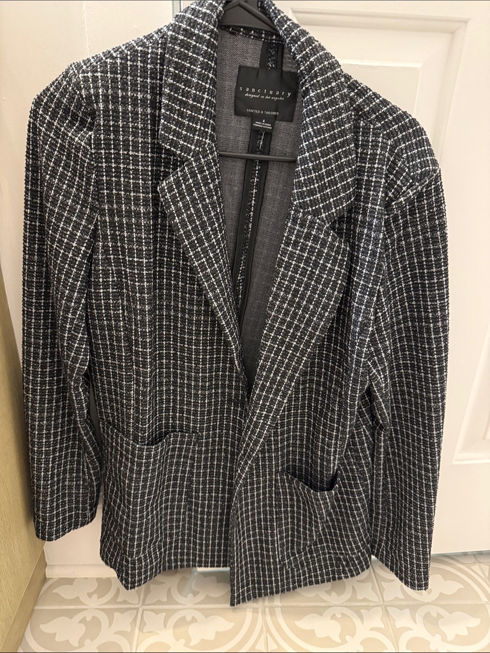 Sanctuary Black and White Checked Blazer